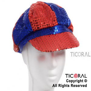 SOMBRERO BOINA AZUL Y ROJO LENTEJUELAS HS4433-1 x 1